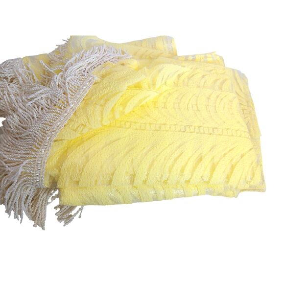 Vintage Ex Cell 3 Way Cafe Austrian Style Yellow Fringe Curtains Set of 3 READ - Picture 5 of 7